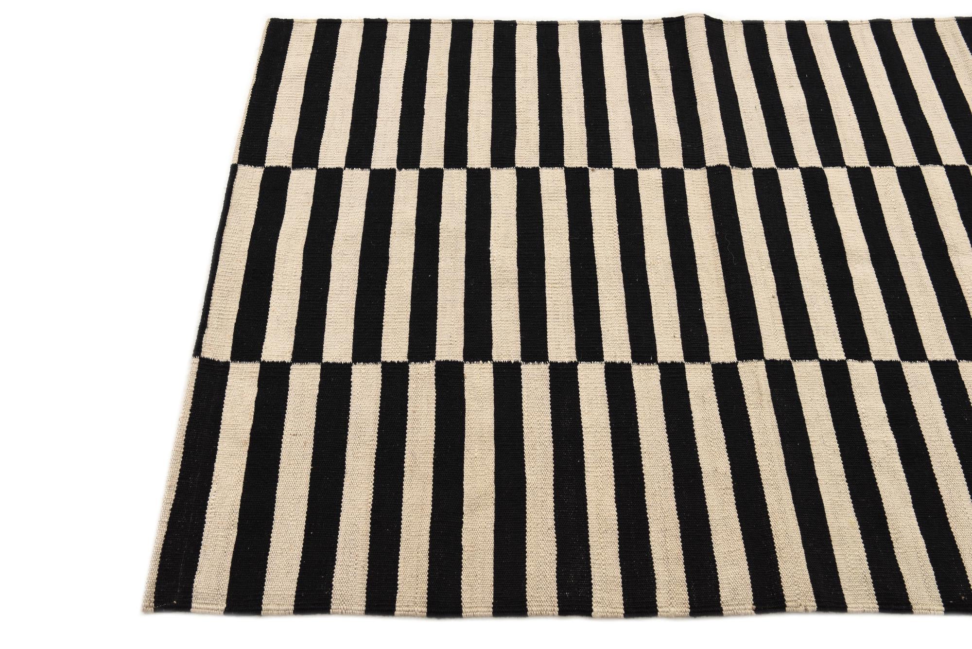 3' 4 x 4' 9 Hand Woven Kilim Modern Wool Rug