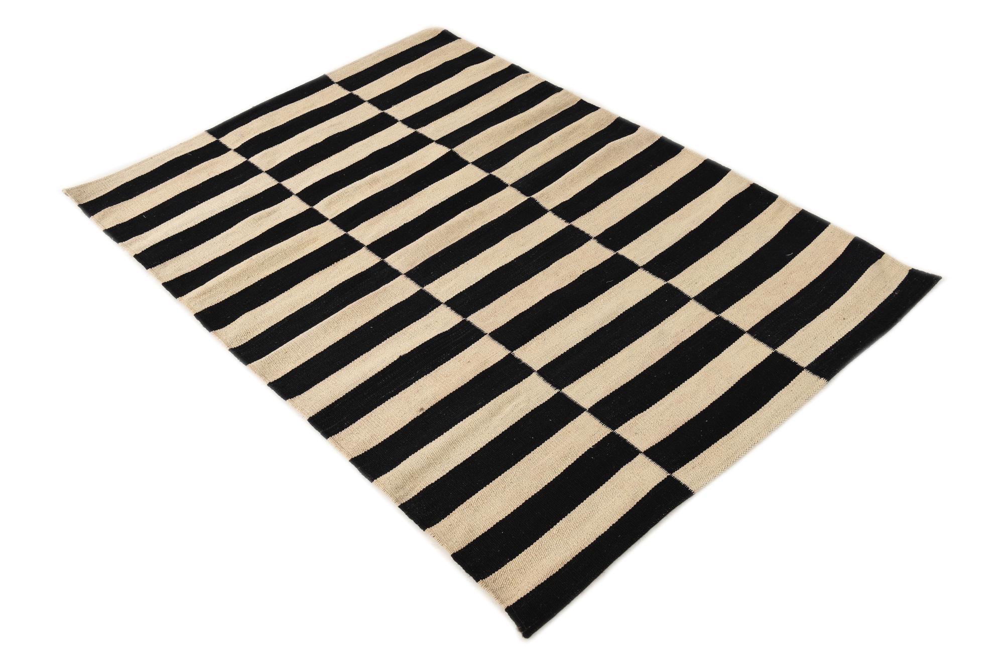 3' 4 x 4' 8 Hand Woven Kilim Modern Wool Rug