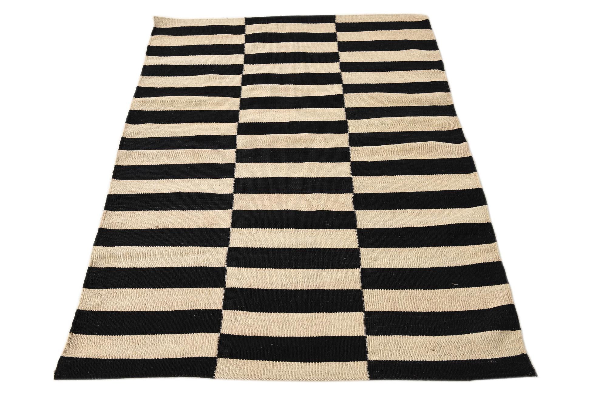 3' 4 x 4' 8 Hand Woven Kilim Modern Wool Rug
