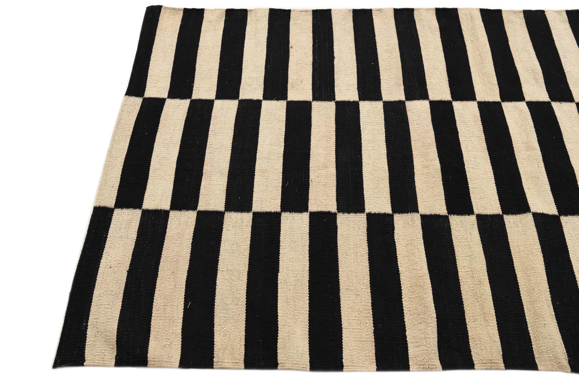 3' 4 x 4' 8 Hand Woven Kilim Modern Wool Rug