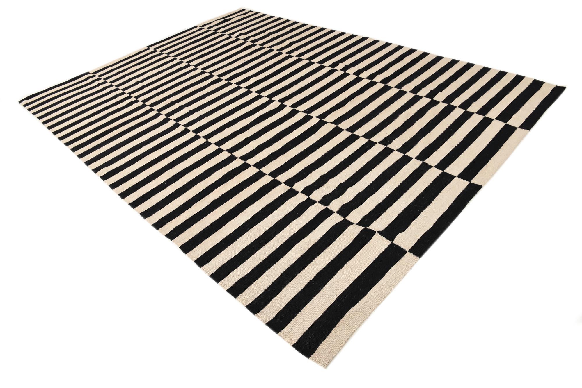 8' 1 x 11' 2 Hand Woven Kilim Modern Wool Rug