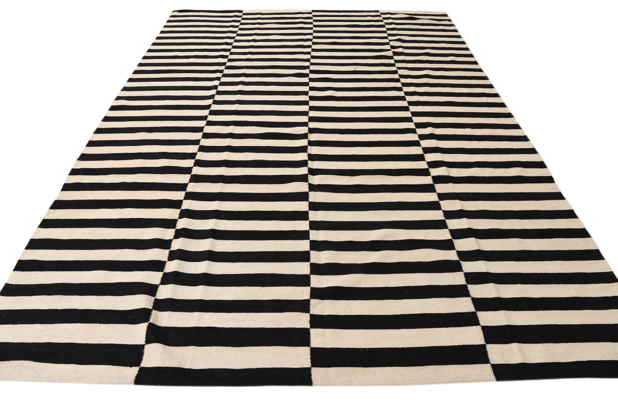 8' 1 x 11' 2 Hand Woven Kilim Modern Wool Rug