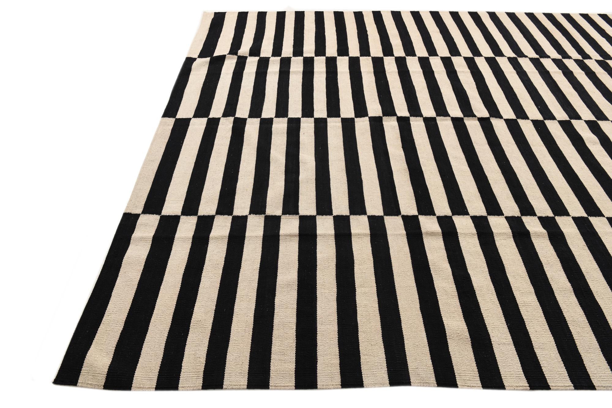 8' 1 x 11' 2 Hand Woven Kilim Modern Wool Rug