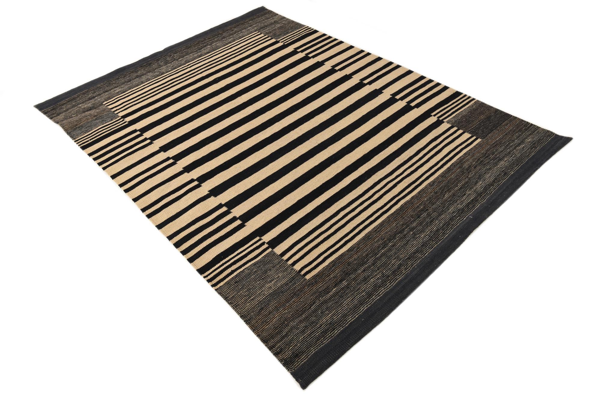 4' 8 x 6' 4 Hand Woven Kilim Modern Wool Rug