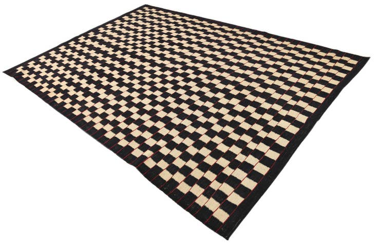 Detail image of 6' 8 x 9' 6 Hand Woven Kilim Modern Wool Rug