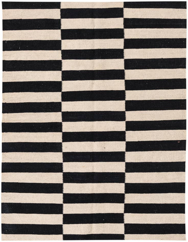 Detail image of 3' 4 x 4' 10 Hand Woven Kilim Modern Wool Rug
