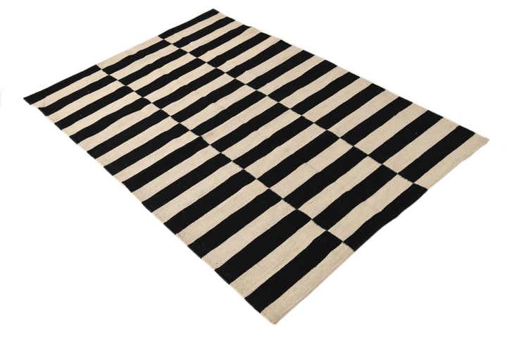 3' 4 x 4' 11 Hand Woven Kilim Modern Wool Rug