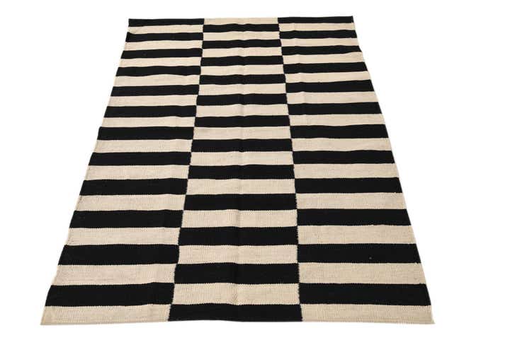 3' 4 x 4' 11 Hand Woven Kilim Modern Wool Rug