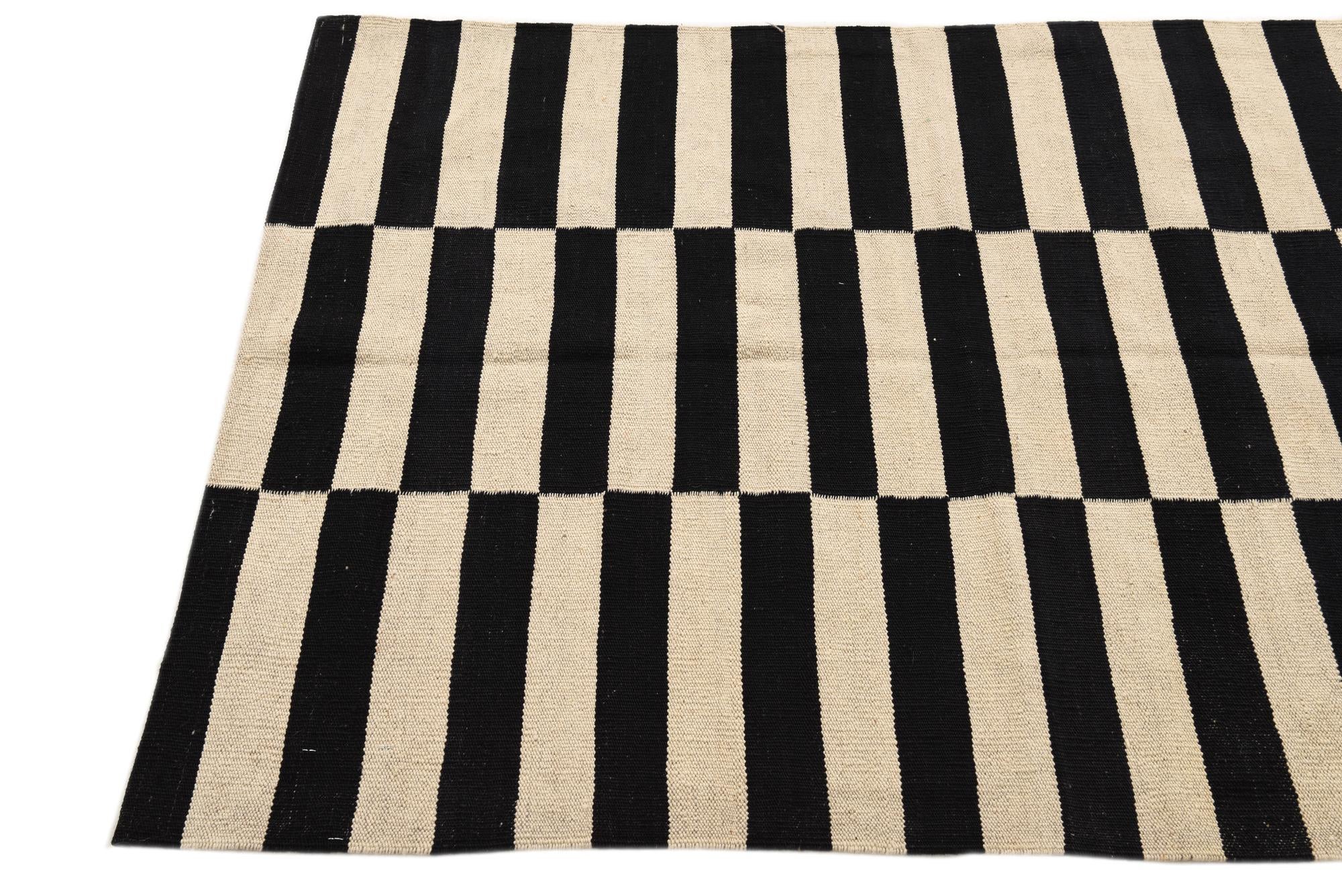 3' 4 x 4' 10 Hand Woven Kilim Modern Wool Rug