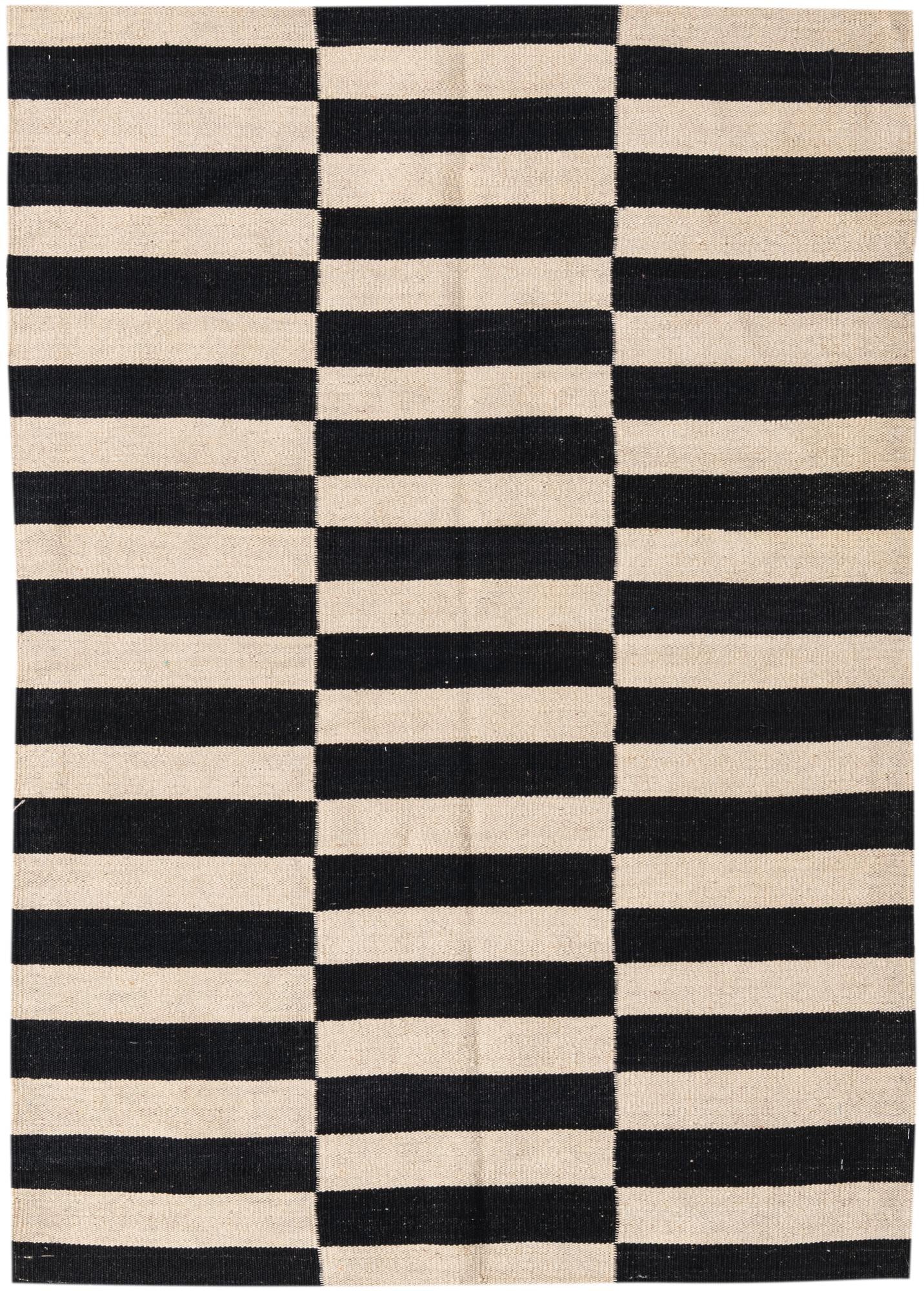 3' 4 x 4' 10 Hand Woven Kilim Modern Wool Rug