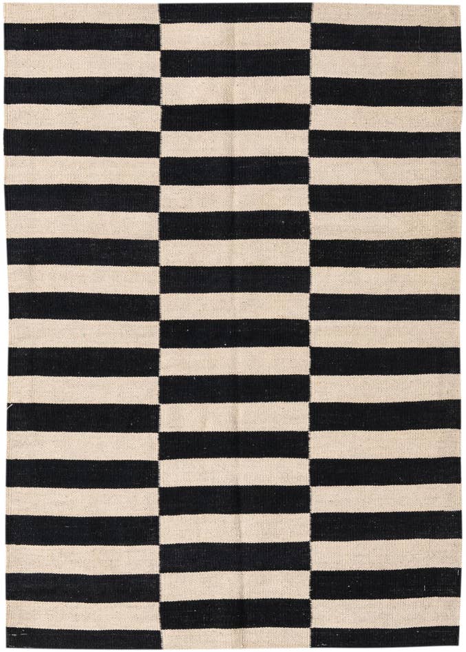 Detailansicht von 100cm x 145cm Handgewebt Kilim Modern Wolle Teppich