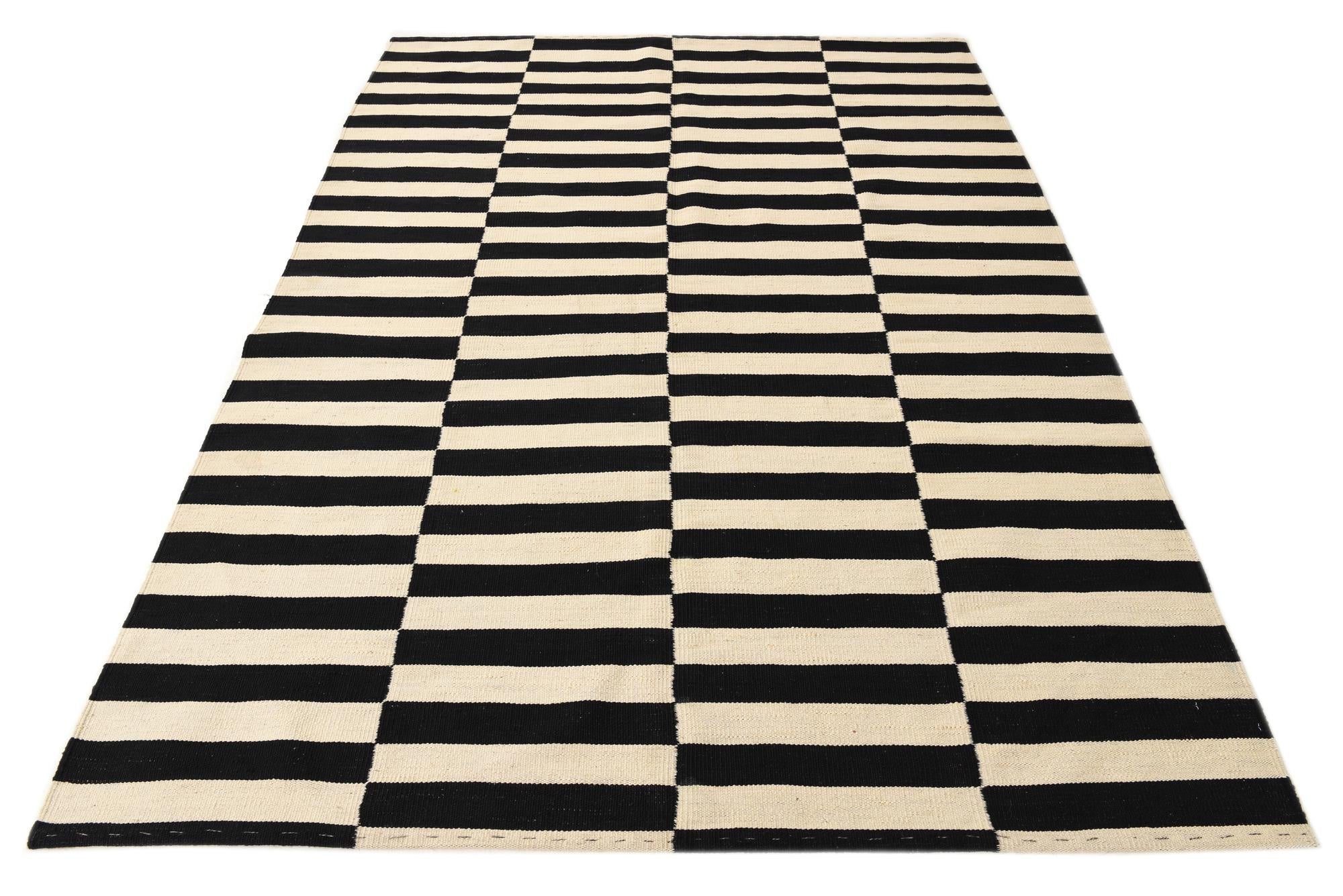 5' 7 x 7' 8 Hand Woven Kilim Modern Wool Rug