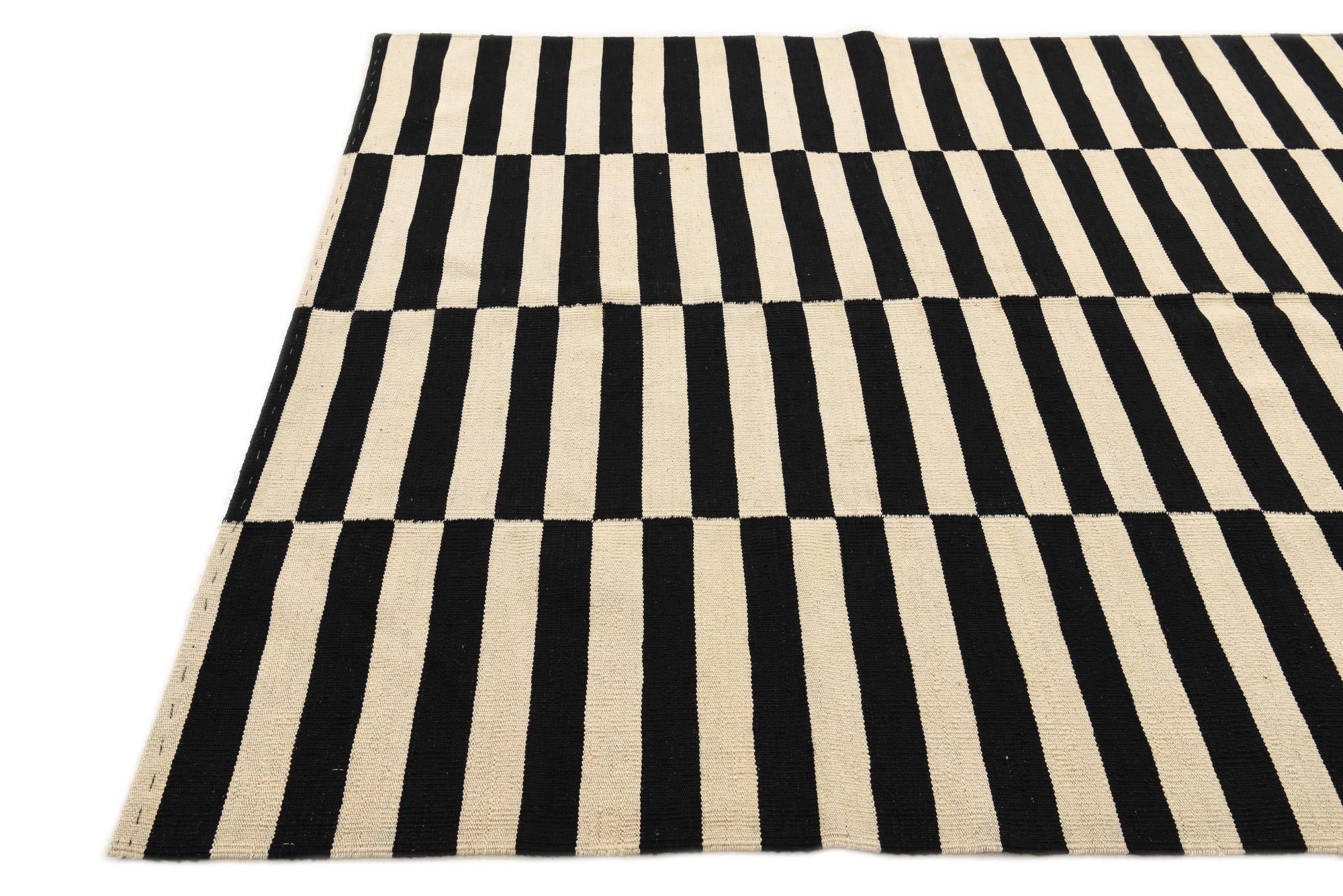 5' 7 x 7' 8 Hand Woven Kilim Modern Wool Rug