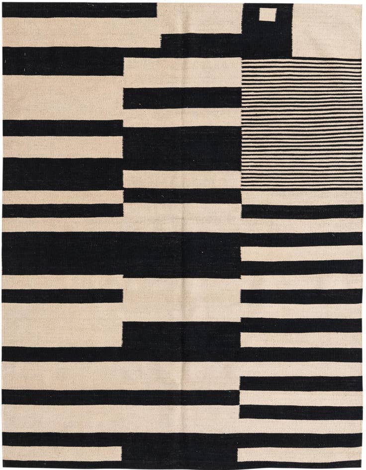 Detail image of 4' 8 x 6' 9 Hand Woven Kilim Modern Wool Rug