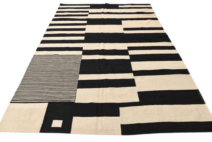 6' 9 x 9' 7 Hand Woven Kilim Modern Wool Rug