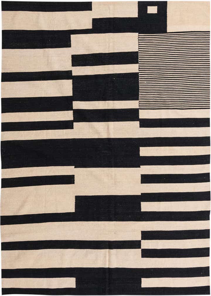 6' 9 x 9' 7 Hand Woven Kilim Modern Wool Rug