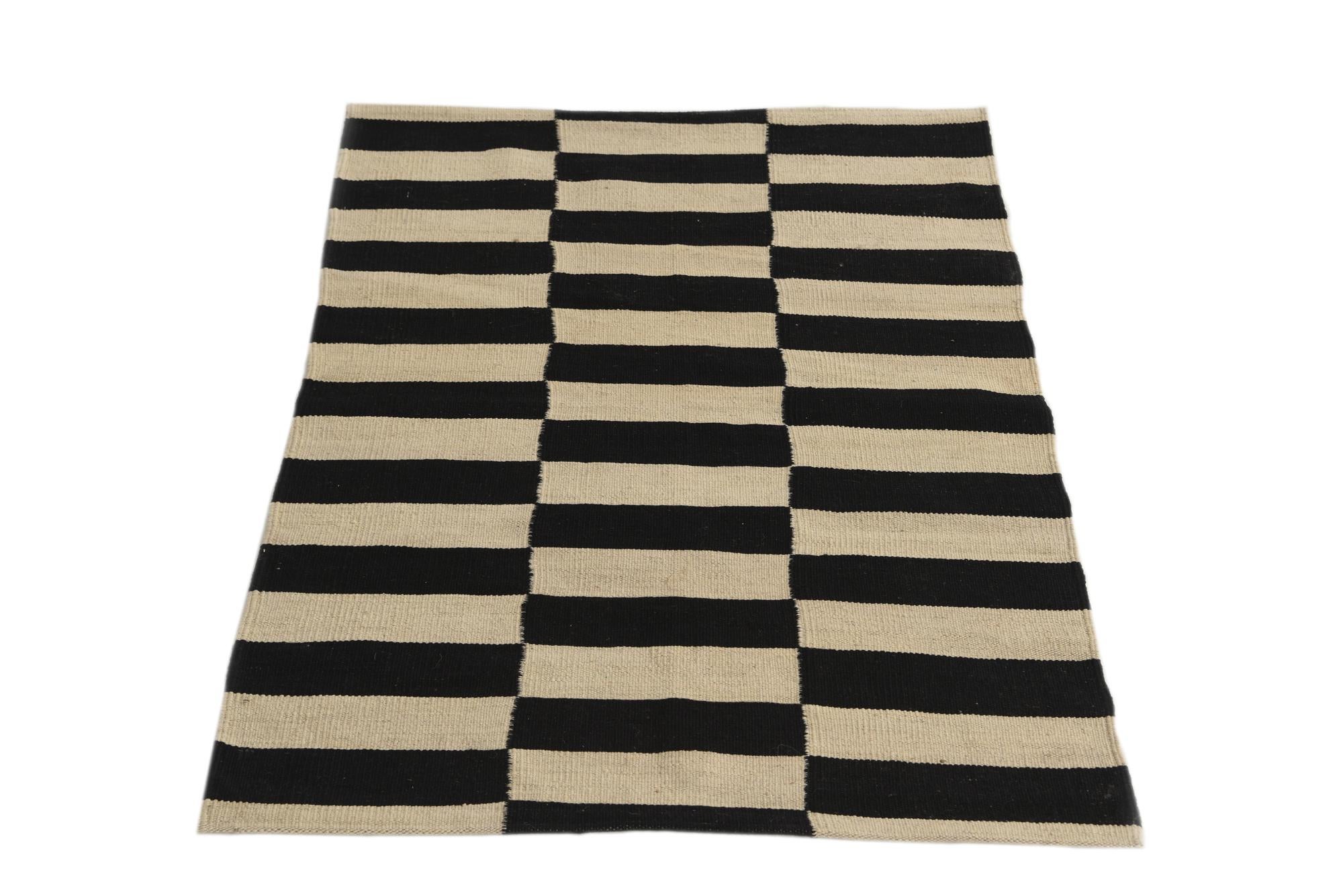 2' 8 x 3' 9 Hand Woven Kilim Modern Wool Rug