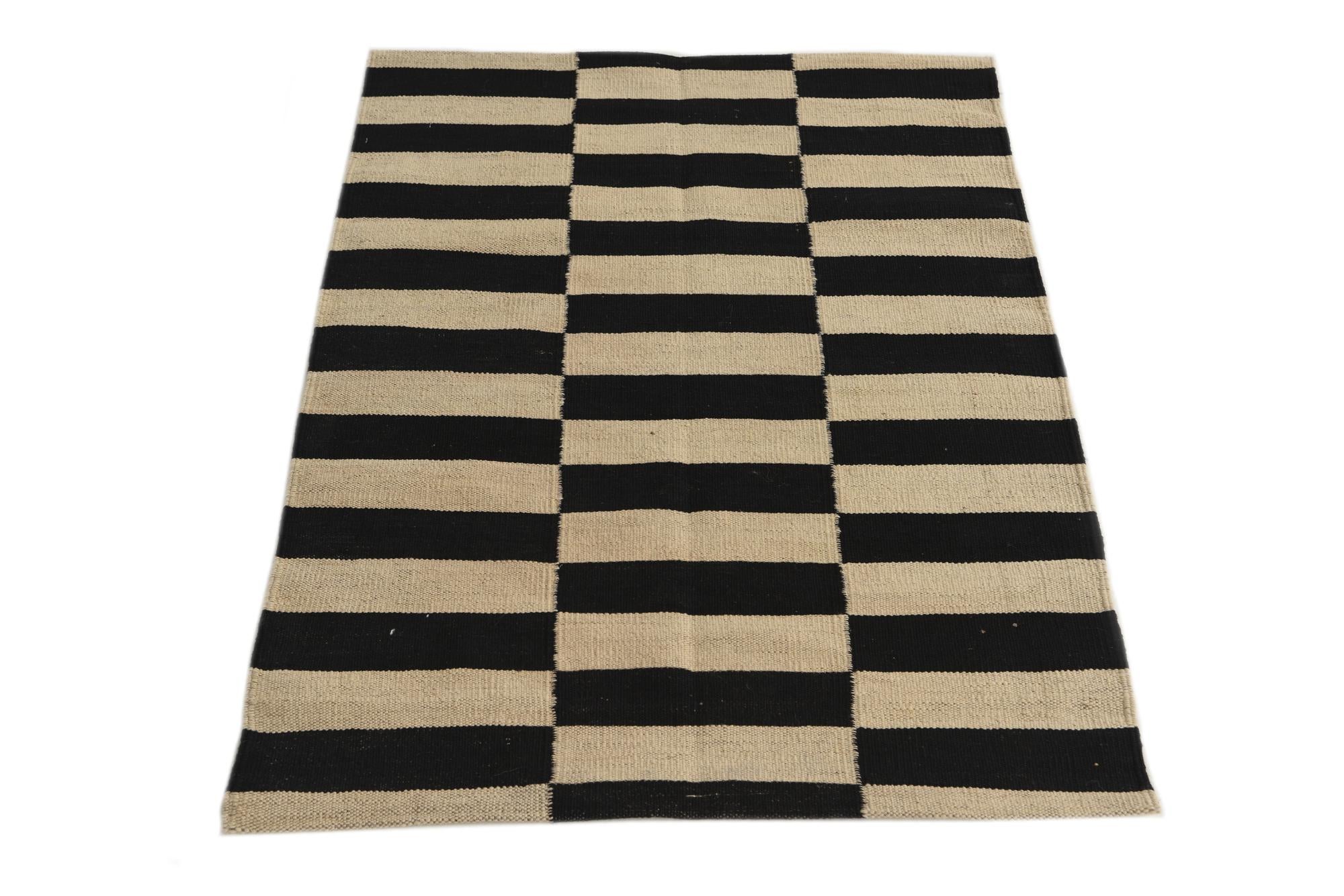2' 8 x 3' 10 Hand Woven Kilim Modern Wool Rug