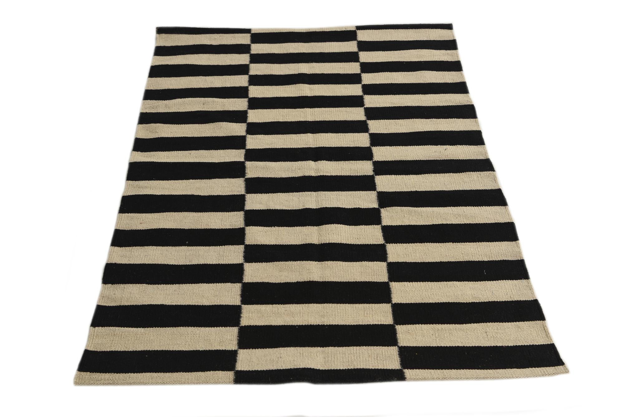 3' 4 x 4' 8 Hand Woven Kilim Modern Wool Rug