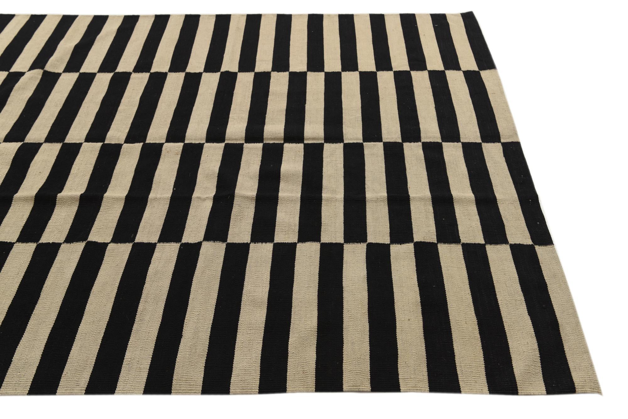 5' 8 x 8' 1 Hand Woven Kilim Modern Wool Rug