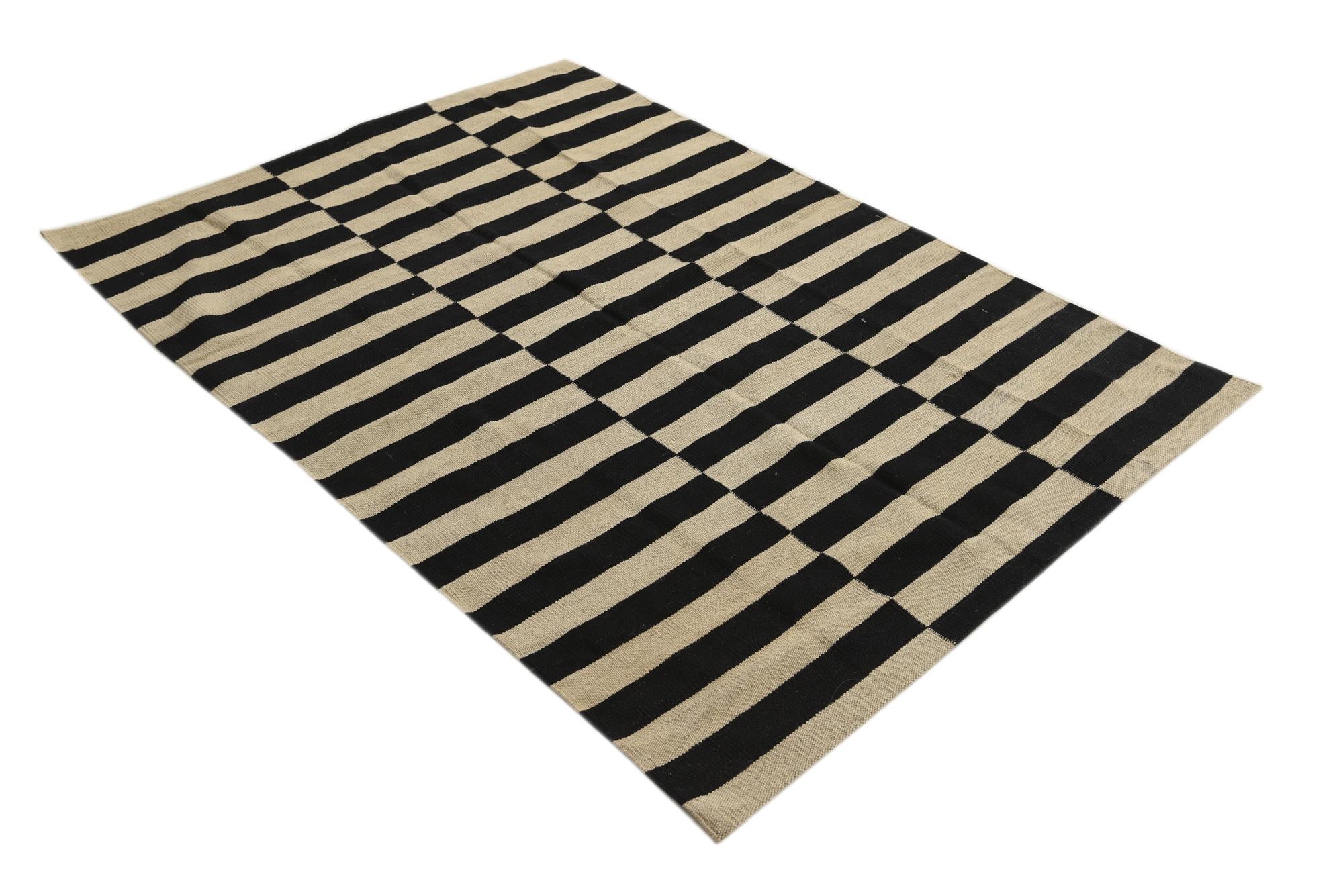 4' 3 x 5' 10 Hand Woven Kilim Modern Wool Rug