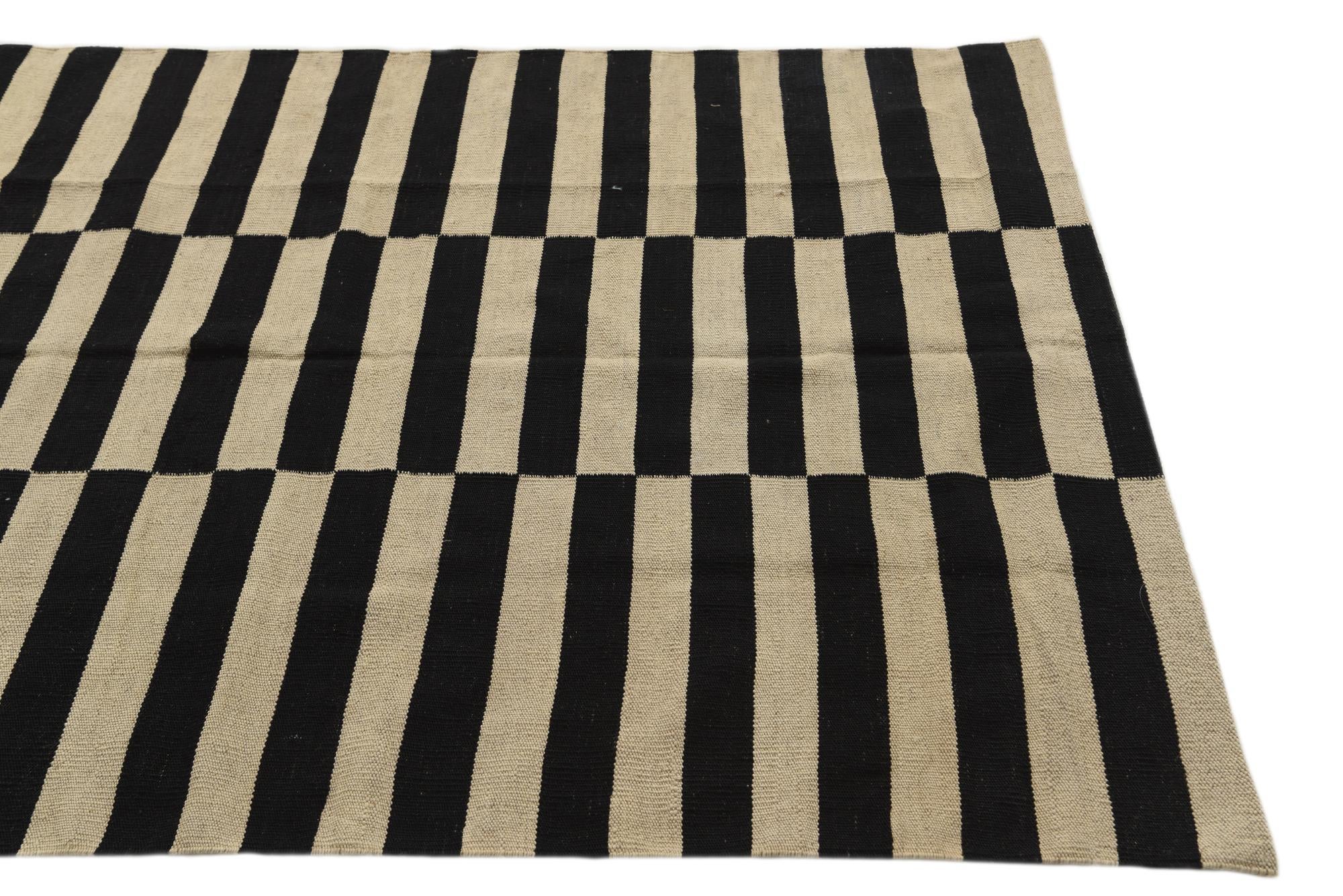 4' 3 x 5' 10 Hand Woven Kilim Modern Wool Rug