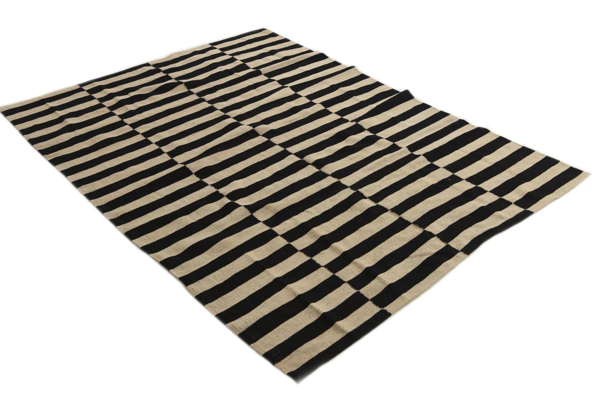 5' 7 x 7' 6 Hand Woven Kilim Modern Wool Rug
