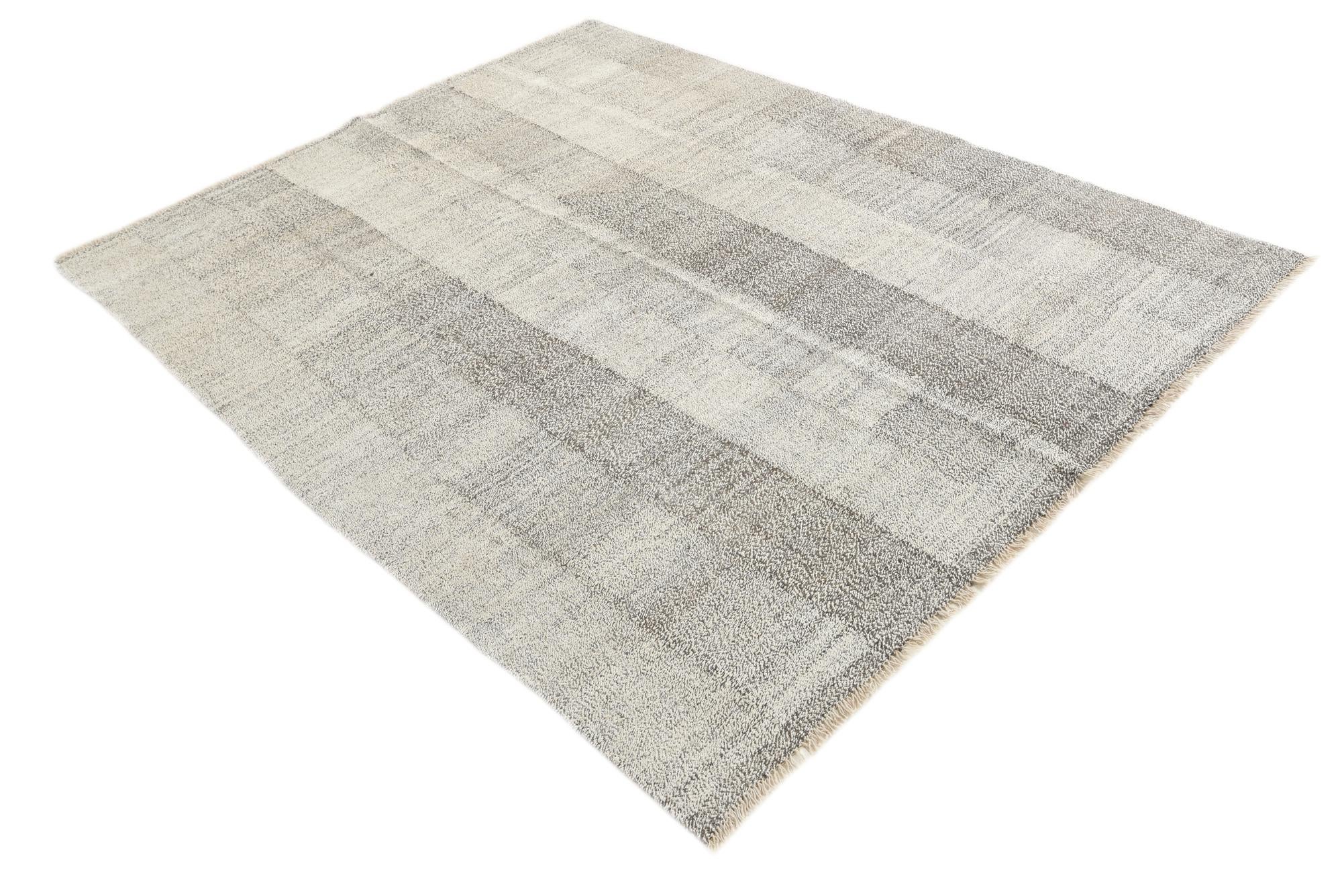 6' 1 x 7' 6 Hand Woven Kilim Modern Wool Rug