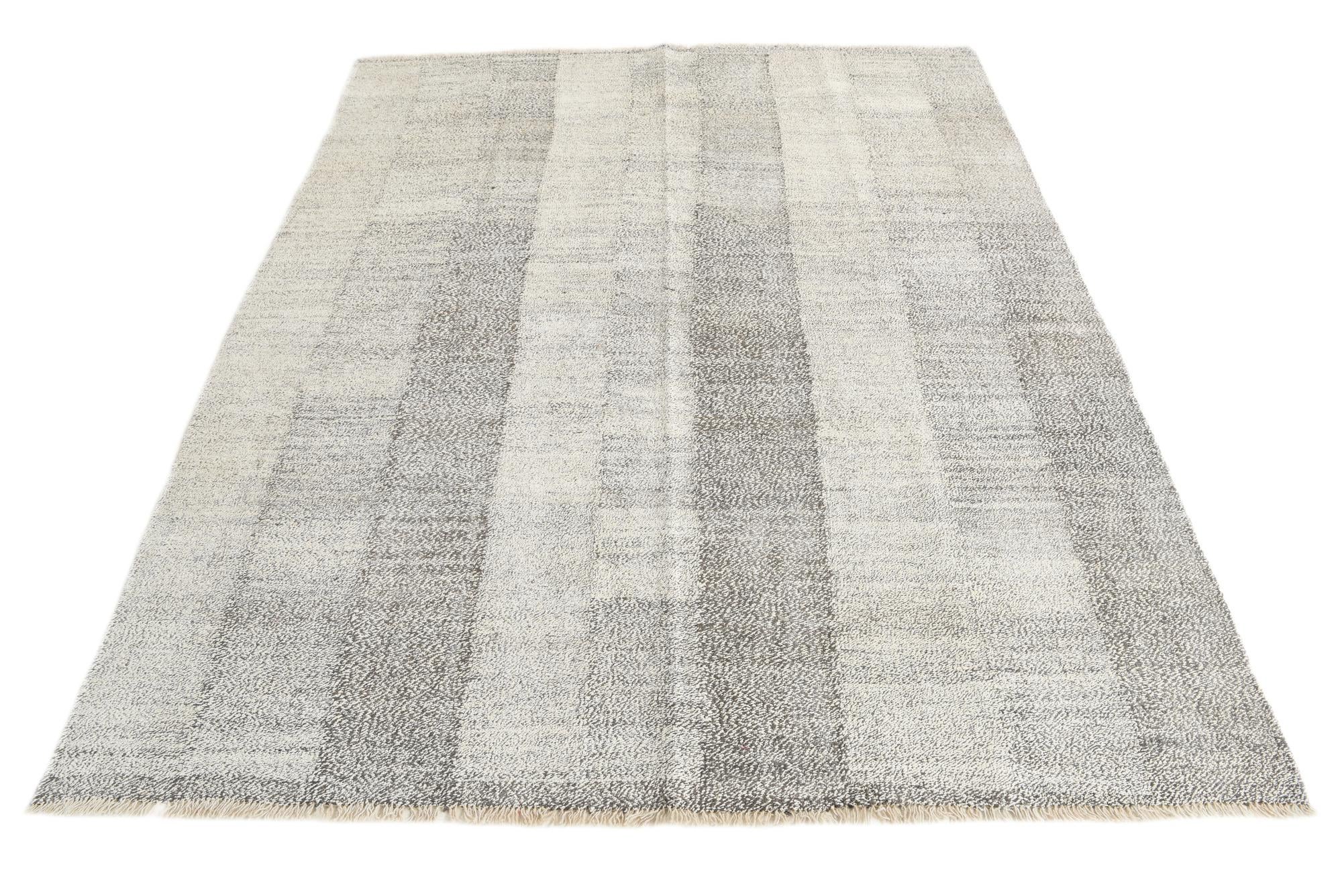 6' 1 x 7' 6 Hand Woven Kilim Modern Wool Rug