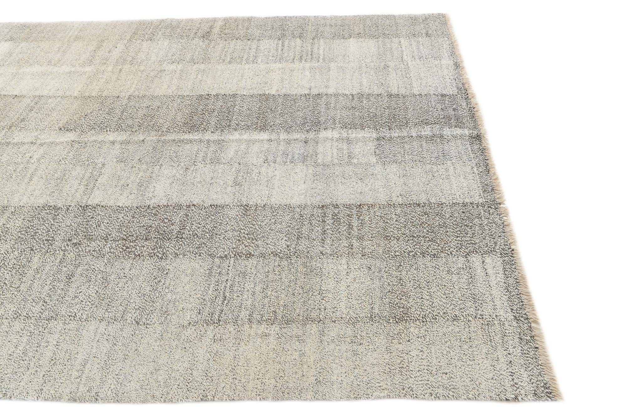 6' 1 x 7' 6 Hand Woven Kilim Modern Wool Rug