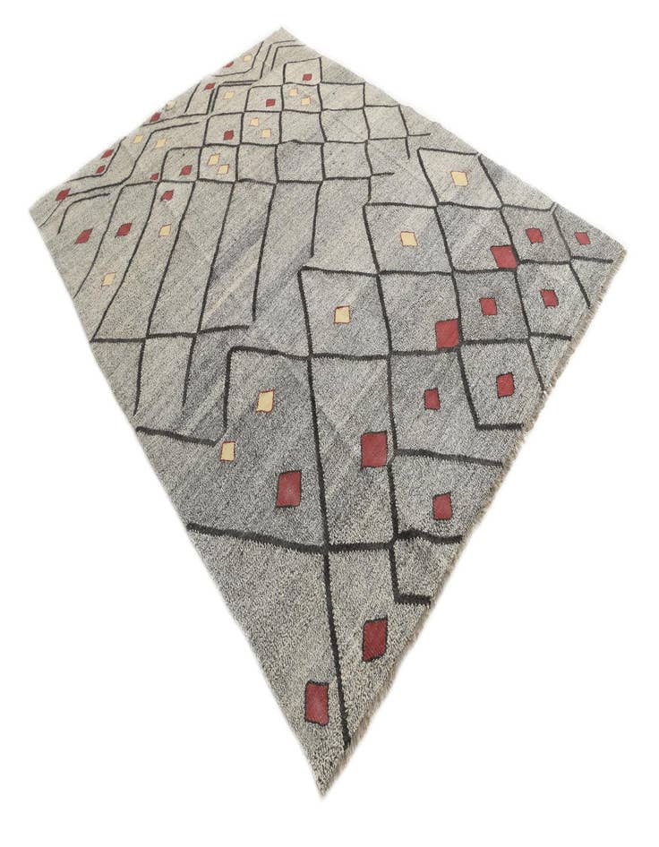 Detail image of 7' 1 x 9' 7  Hand Woven Kilim Modern Wool Rug