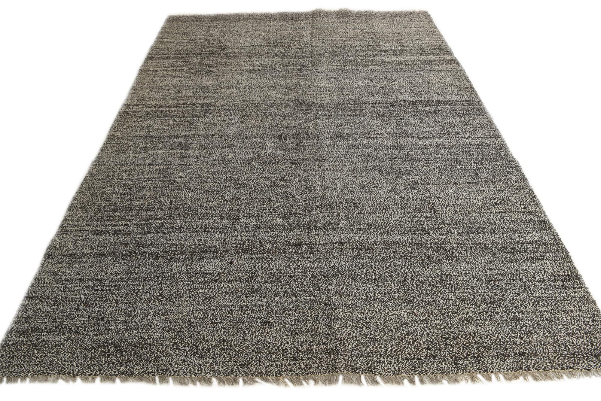 6' 9 x 9' 5 Hand Woven Kilim Modern Wool Rug