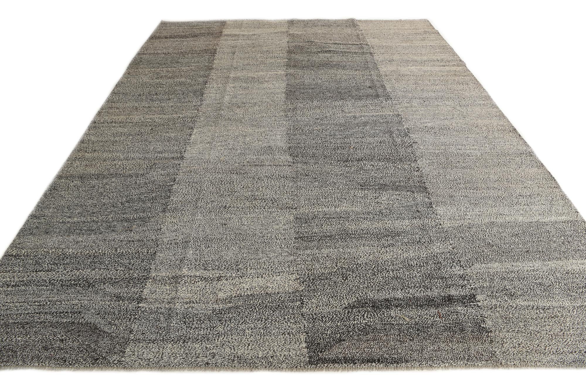 9' 3 x 12' Hand Woven Kilim Modern Wool Rug