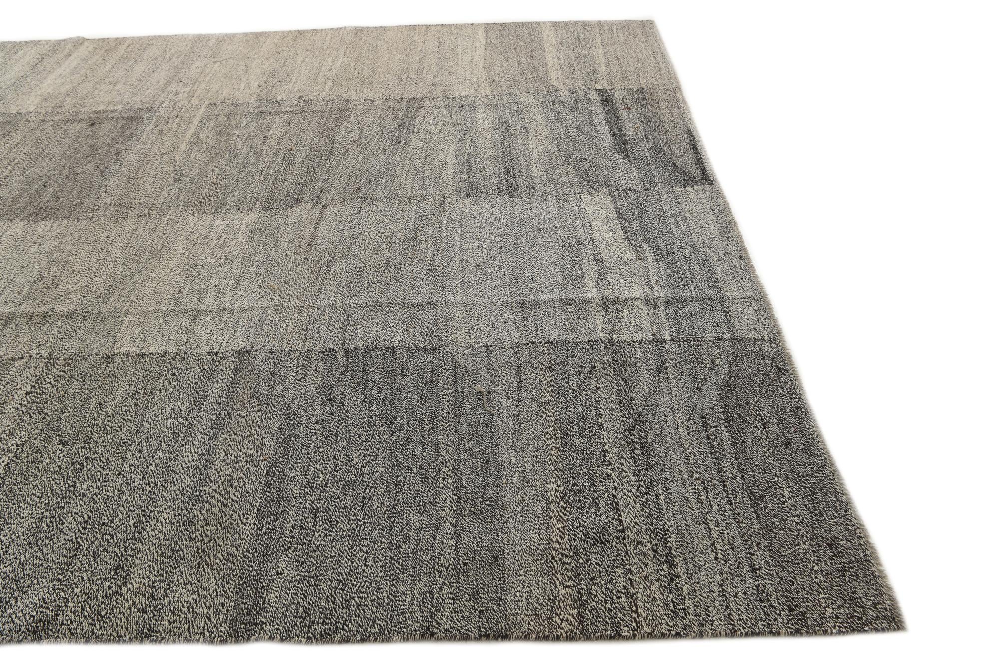 9' 3 x 12' Hand Woven Kilim Modern Wool Rug