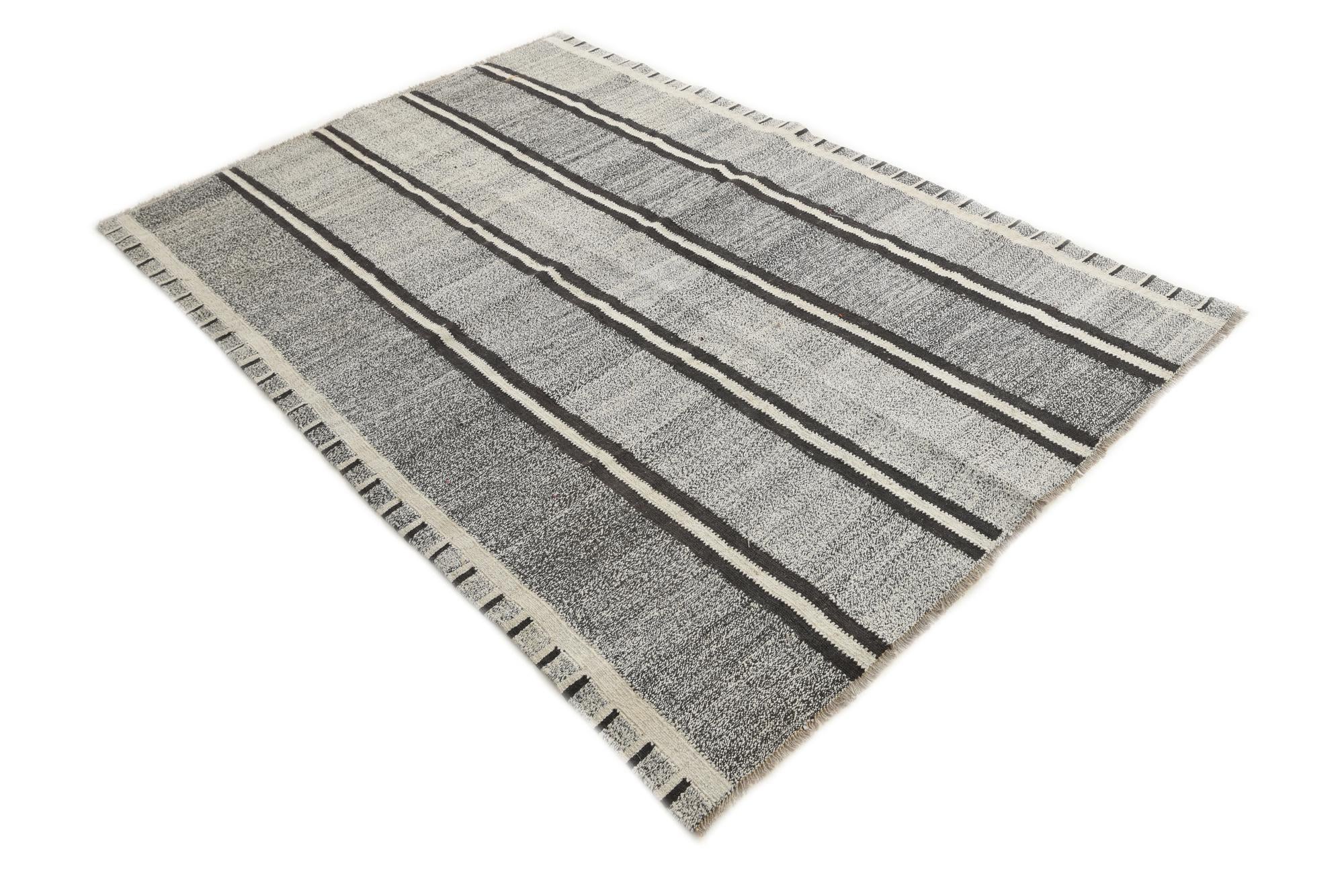5' 5 x 8' Hand Woven Kilim Modern Wool Rug