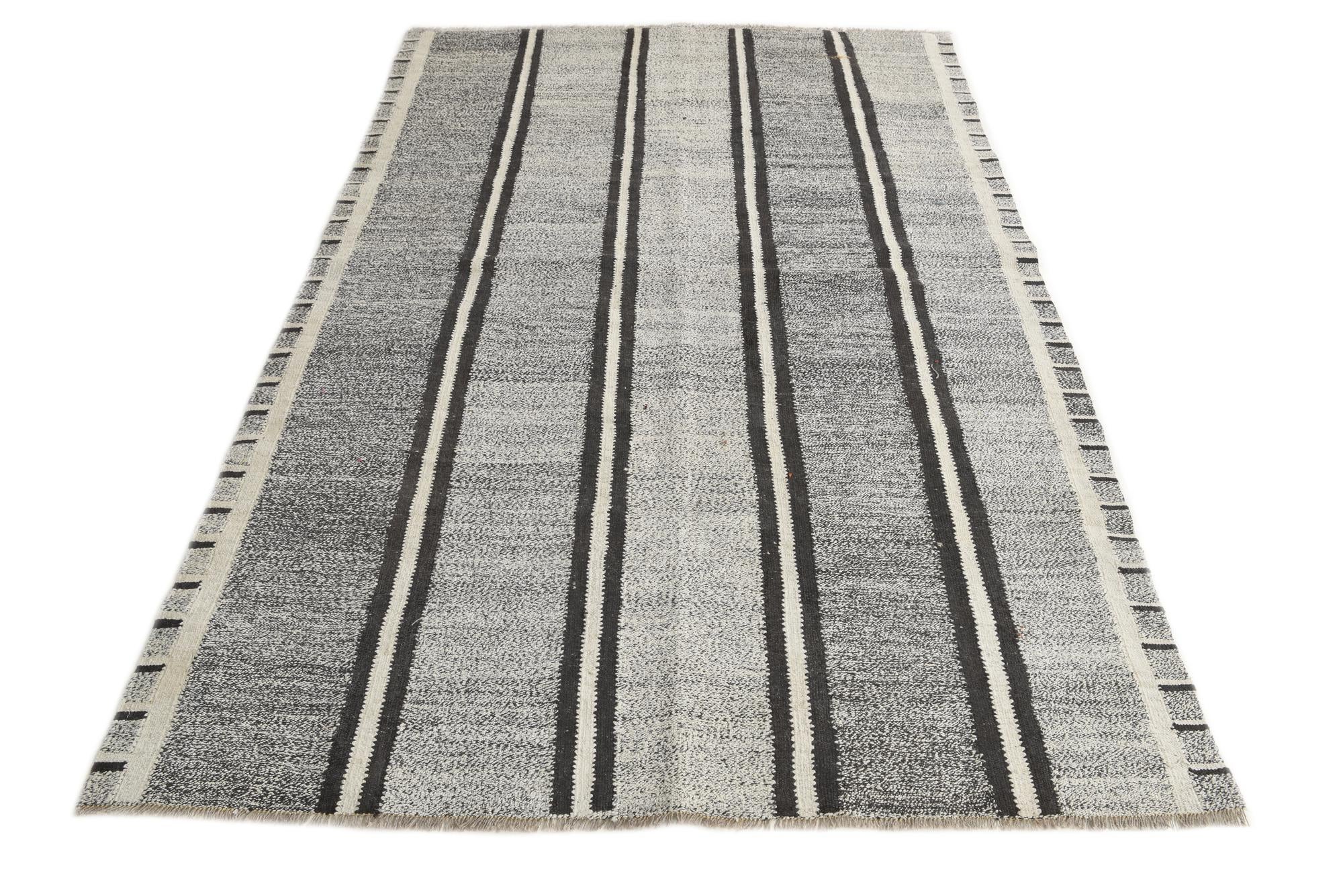 5' 5 x 8' Hand Woven Kilim Modern Wool Rug