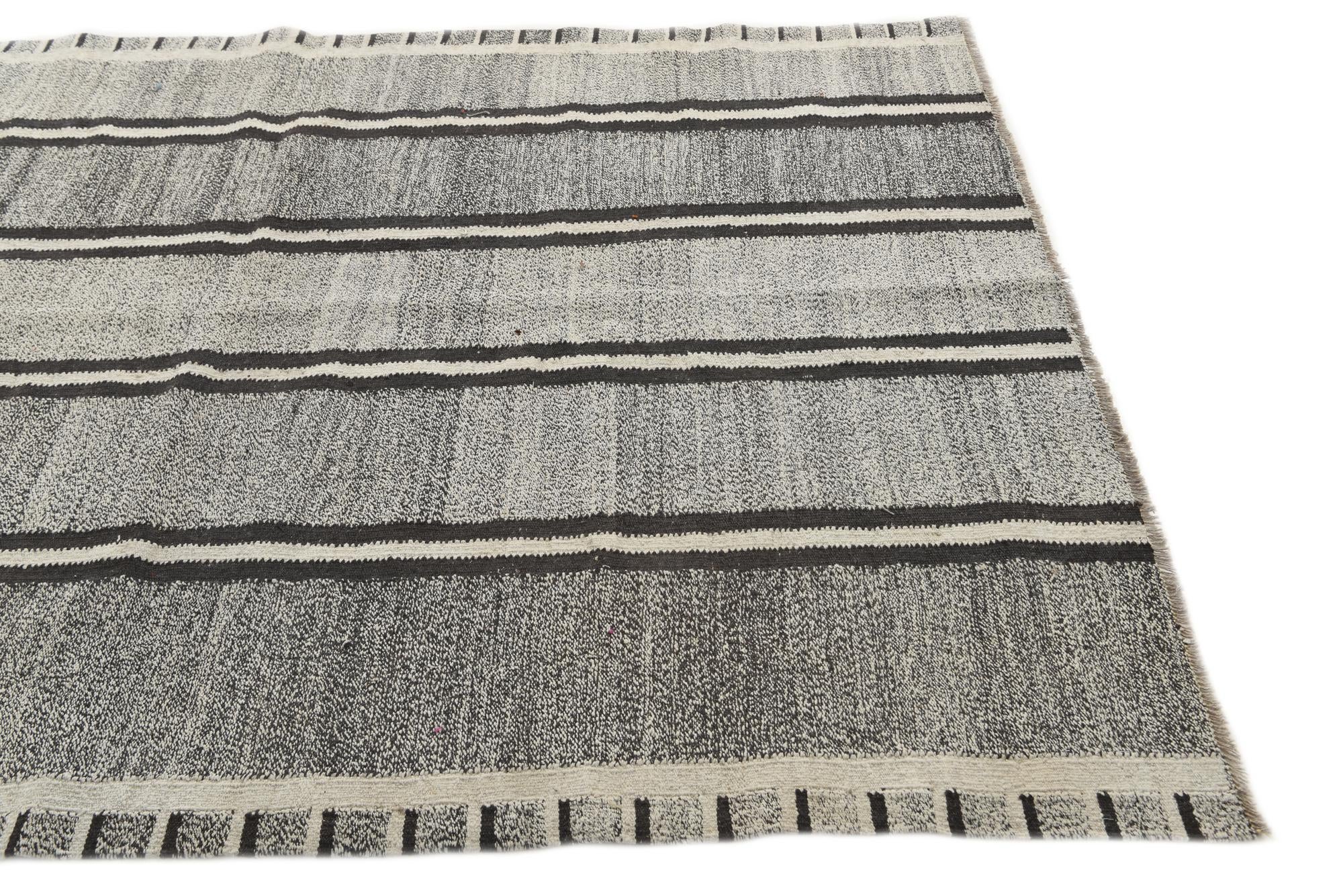 5' 5 x 8' Hand Woven Kilim Modern Wool Rug