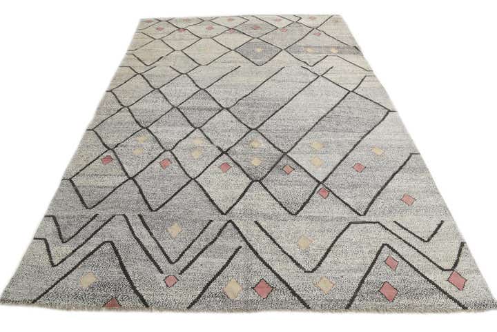 7' x 10' 4 Hand Woven Kilim Modern Wool Rug