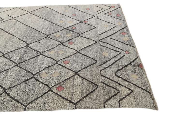 7' x 10' 4 Hand Woven Kilim Modern Wool Rug