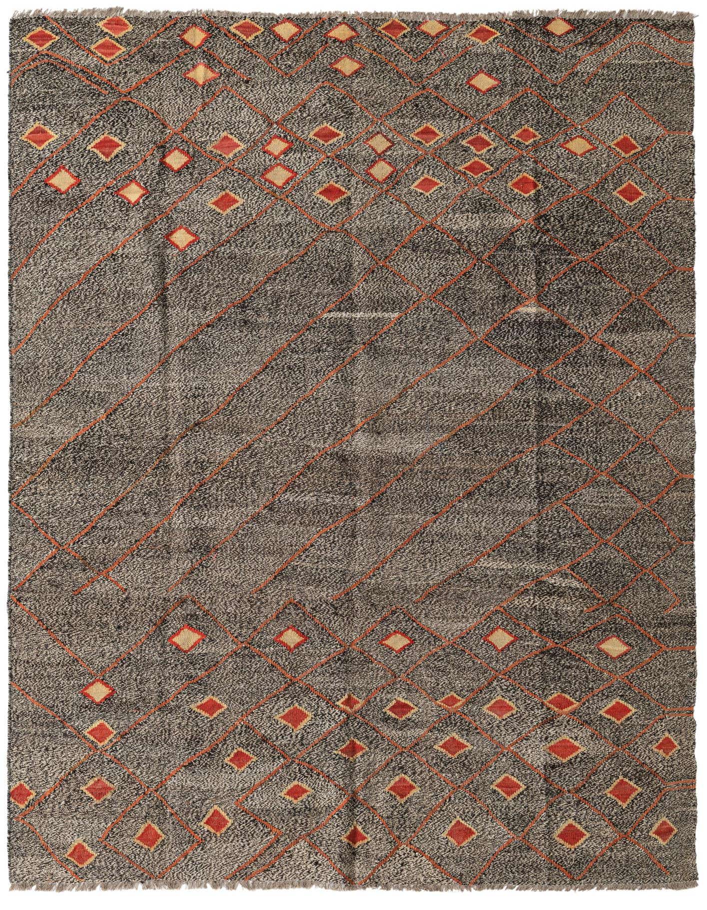 6' 4 x 8' 6 Hand Woven Kilim Modern Wool Rug