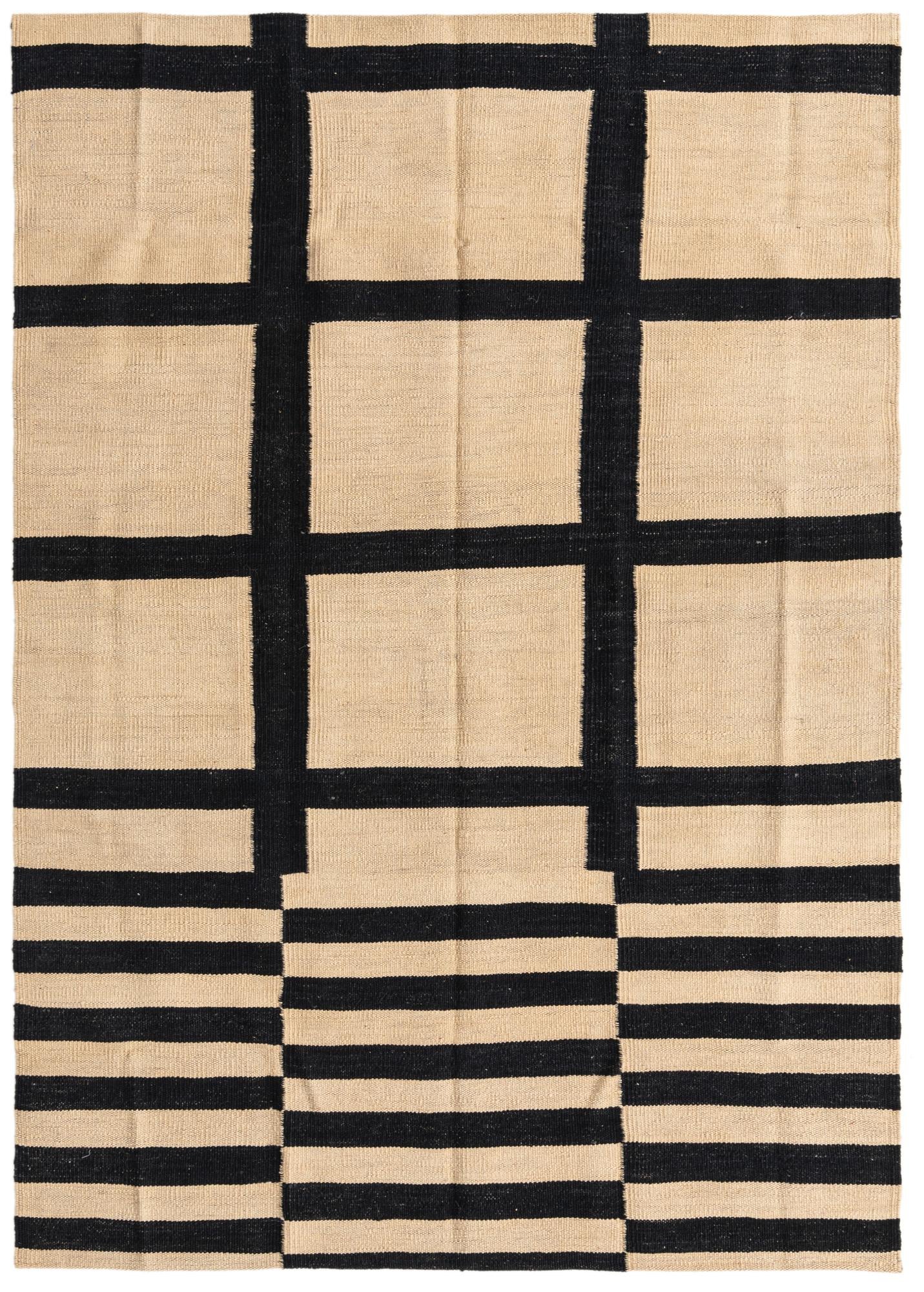 4' 1 x 5' 9 Hand Woven Kilim Modern Wool Rug