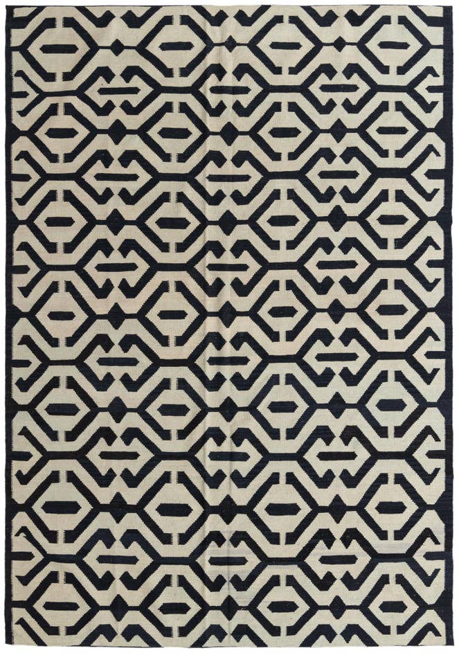 Detail image of 6' 9 x 9' 7 Hand Woven Kilim Modern Wool Rug