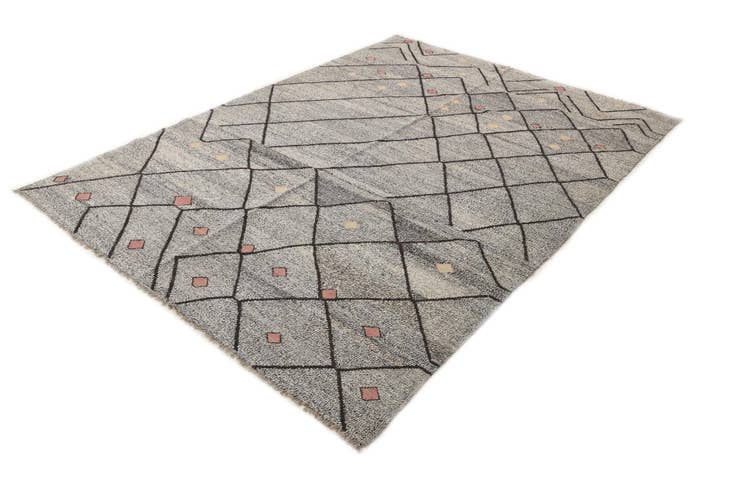 Detail image of 6' 10 x 9' 5 Hand Woven Kilim Modern Wool Rug