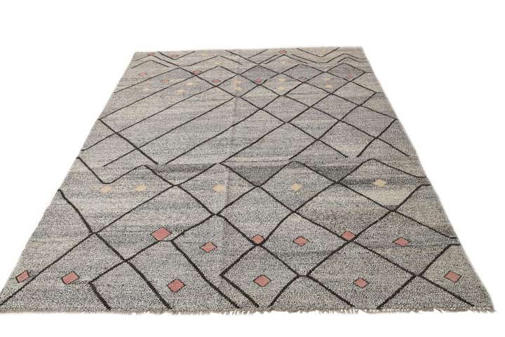 6' 10 x 9' 5 Hand Woven Kilim Modern Wool Rug