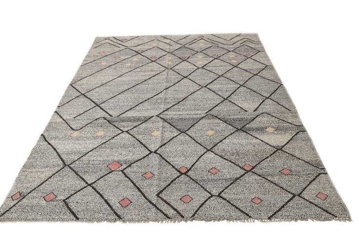Detail image of 6' 10 x 9' 5 Hand Woven Kilim Modern Wool Rug