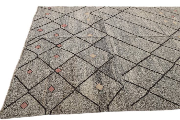 Detail image of 6' 10 x 9' 5 Hand Woven Kilim Modern Wool Rug
