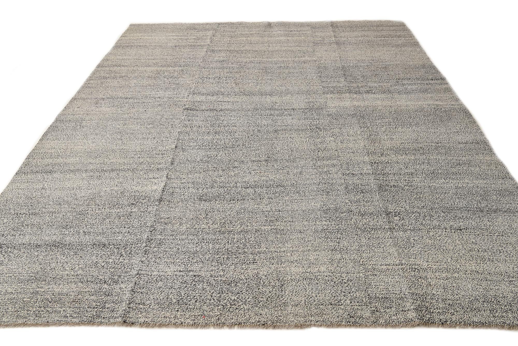 9' x 11' 9 Hand Woven Kilim Modern Wool Rug