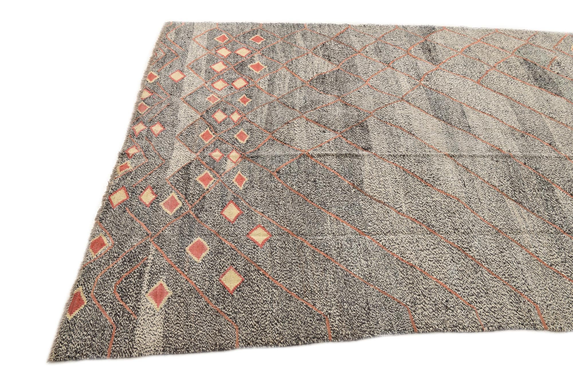 6' 3 x 9' 2 Hand Woven Kilim Modern Wool Rug