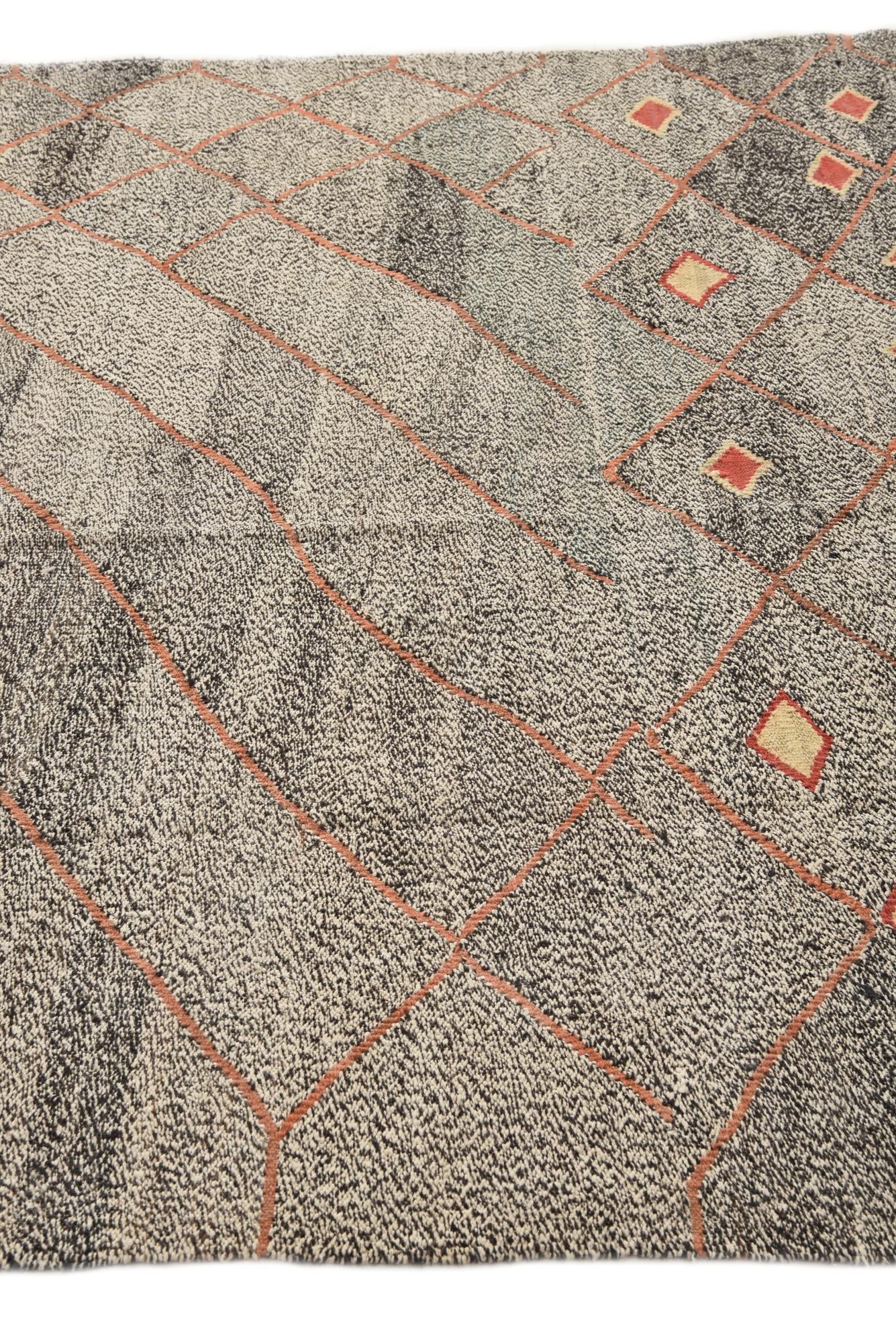 6' 3 x 9' 2 Hand Woven Kilim Modern Wool Rug