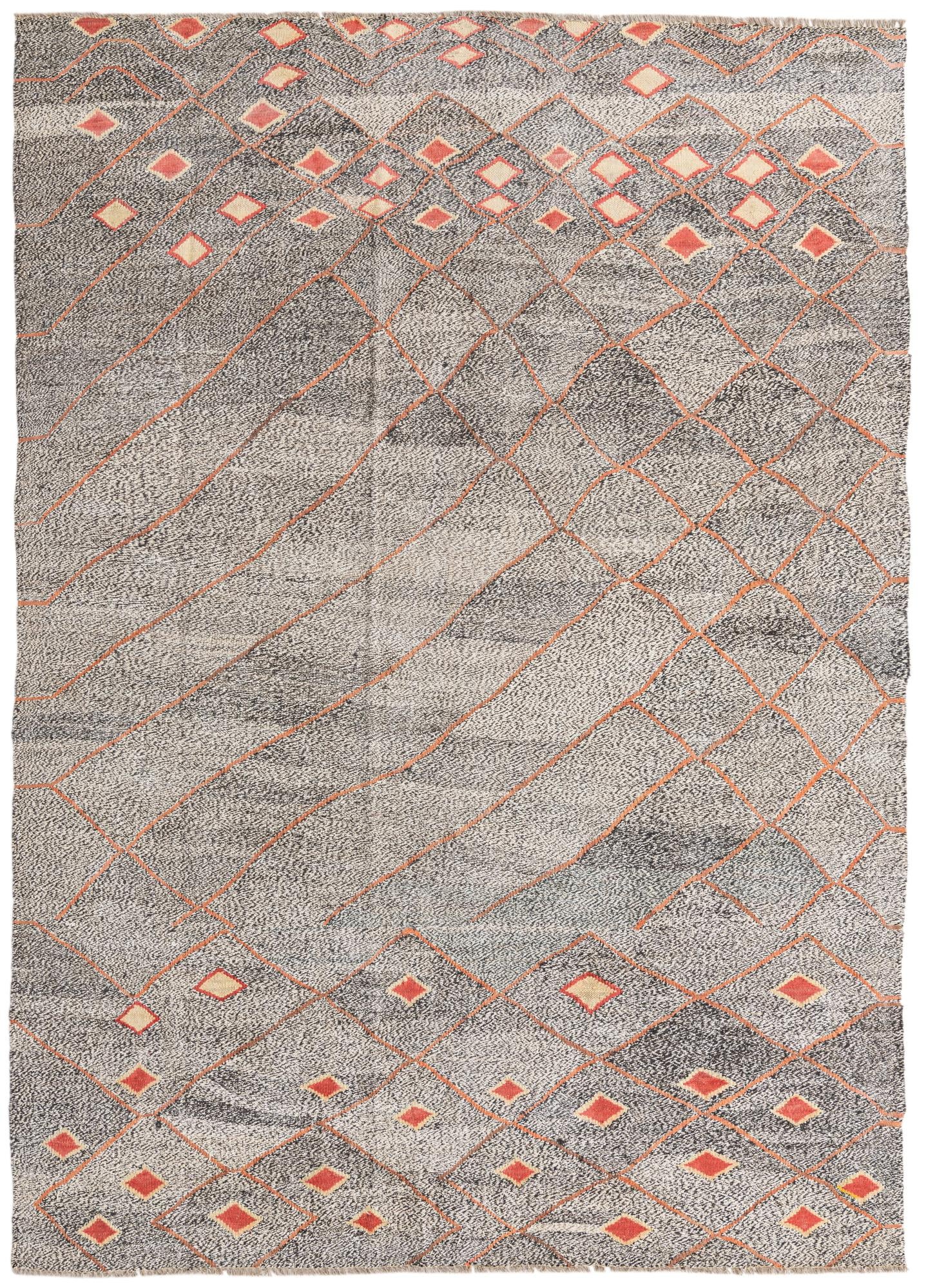 6' 3 x 9' 2 Hand Woven Kilim Modern Wool Rug